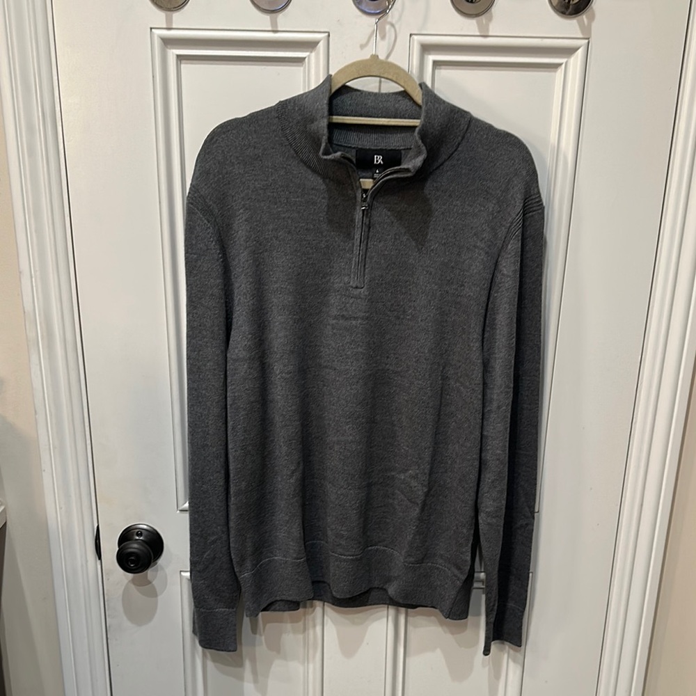 Banana Republic Quarter Zip Gray Sweater Classic Style